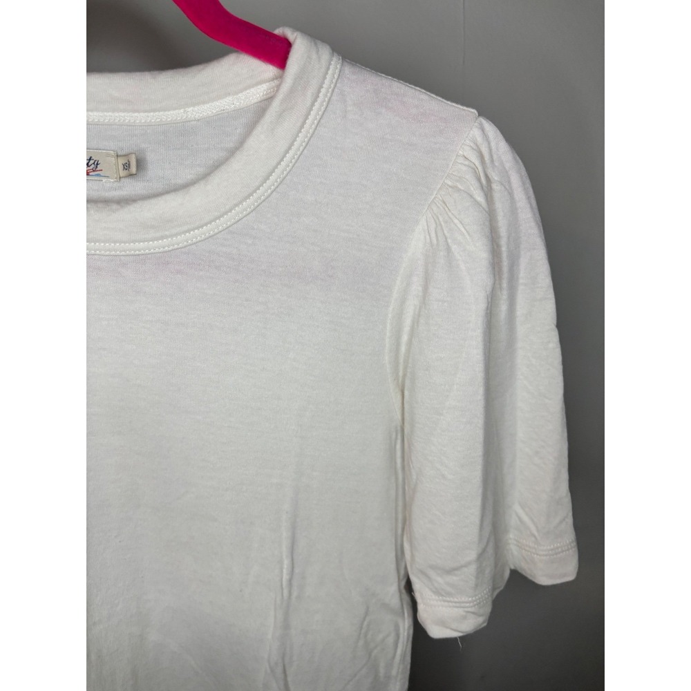 Faherty Pima Cotton Modal‎ Puff Sleeve Tee Cream Womens XS - Picture 3 of 6
